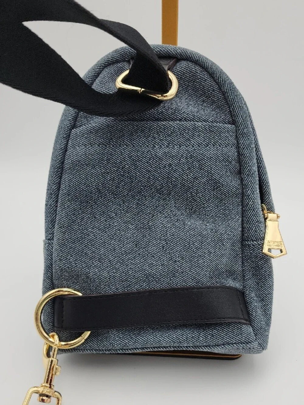 Aimee Kestenberg Blue Denim Cosmetic Pouch with Gold Hardware